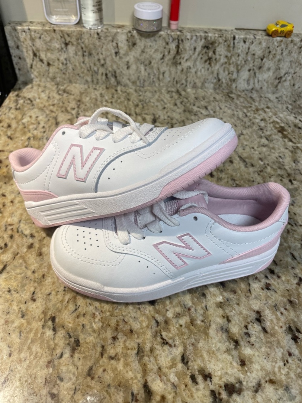 New Balance PSB80PNK Kids White and Pink Casual Sneakers